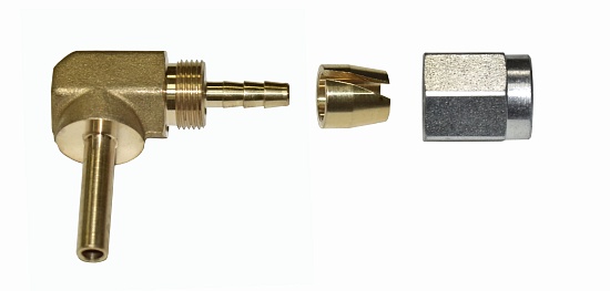 Фитинг термопластиковой трубки (пропан) в сборе угловой 90° 6 мм