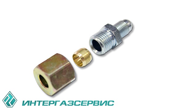 Переходник медной трубки (пропан) Atiker (ST.2001) прямой 8мм/М10х1 с гайкой