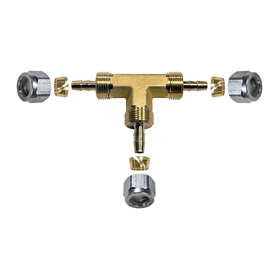 Фитинг-тройник термопластиковой трубки (пропан) в сборе 6х6х6 мм