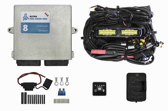 Комплект электроники (пропан, метан) ALPHA AEB 2568D OBD, 8 цилинров (Италия) Комплект электроники (пропан, метан) ALPHA AEB 2568D OBD, 8 цилинров (Италия)